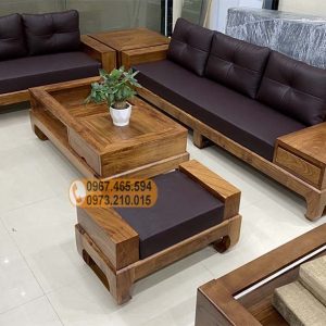 bộ sofa 2 văng chân quỳ gỗ hương xám SG62