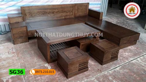 Bộ ghế sofa hộp 3 ngăn kéo gỗ sồi Nga SG36